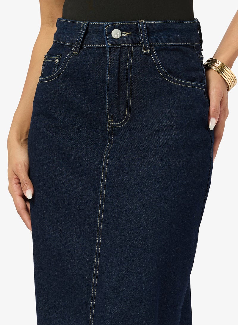 Ginger Denim Straight Fit Midi Skirt - Image 3